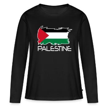 Indépendance du drapeau palestinien - T-shirt manches longues Premium bio Femme - noir - Devant - Julia (174cm)