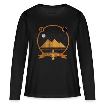 Pyramides d'Egypte - T-shirt manches longues Premium bio Femme - noir - Devant - Julia (174cm)