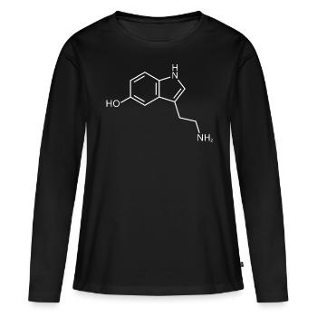 Sérotonine structure chimie bonheur - T-shirt manches longues Premium bio Femme - noir - Devant - Julia (174cm)