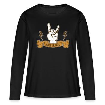 Rock and roll - T-shirt manches longues Premium bio Femme - noir - Devant - Julia (174cm)