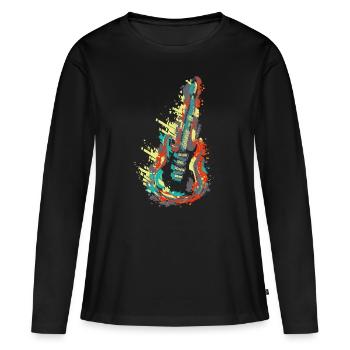 Guitare Rock'n'Roll - T-shirt manches longues Premium bio Femme - noir - Devant - Julia (174cm)