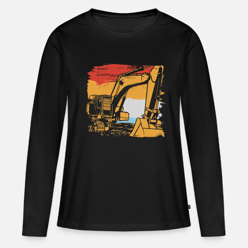 Bagger Schaufel - Frauen Premium Bio Langarmshirt - Schwarz