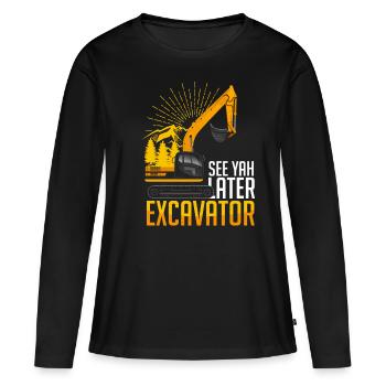 Bagger - Frauen Premium Bio Langarmshirt - Schwarz - Vorne - Julia (174cm)