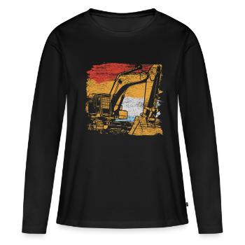 Bagger - Frauen Premium Bio Langarmshirt - Schwarz - Vorne - Julia (174cm)