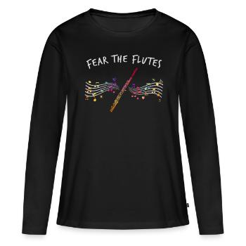 Morceau de musique de flûte - T-shirt manches longues Premium bio Femme - noir - Devant - Julia (174cm)