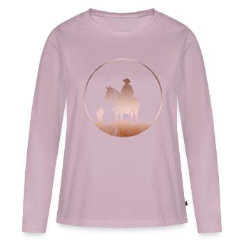 Cow-boy - T-shirt manches longues Premium bio Femme - rose poudré - Devant - Julia (174cm)
