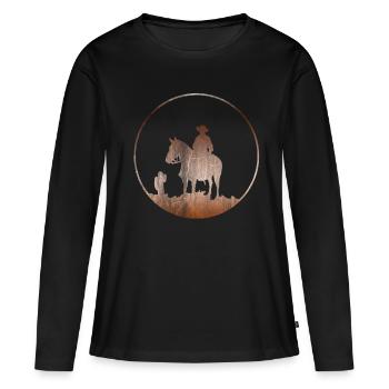 Cow-boy - T-shirt manches longues Premium bio Femme - noir - Devant - Julia (174cm)