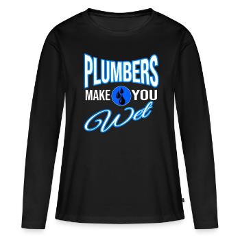 Klempner - Frauen Premium Bio Langarmshirt - Schwarz - Vorne - Julia (174cm)
