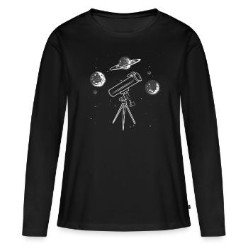 Planète télescope - T-shirt manches longues Premium bio Femme - noir - Devant - Julia (174cm)