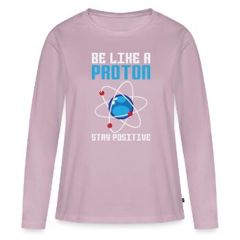 Proton atomique - T-shirt manches longues Premium bio Femme - rose poudré - Devant - Julia (174cm)
