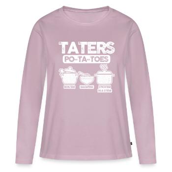 Taters Potatoes Potato - Frauen Premium Bio Langarmshirt - Altrosa - Vorne - Julia (174cm)