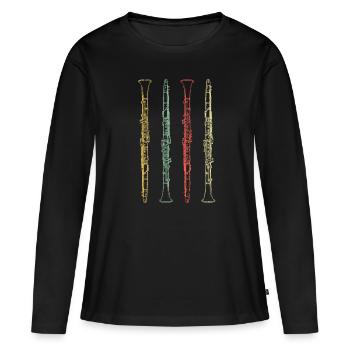 Instrument à vent clarinette - T-shirt manches longues Premium bio Femme - noir - Devant - Julia (174cm)