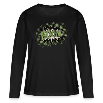 BD Vintage Boom Explosion - T-shirt manches longues Premium bio Femme - noir - Devant - Julia (174cm)