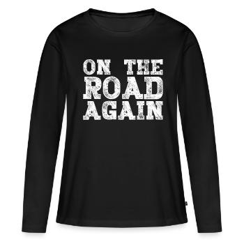 Sur la route à nouveau - T-shirt manches longues Premium bio Femme - noir - Devant - Julia (174cm)