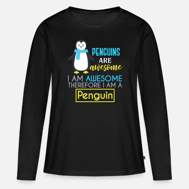 Penguins Penguins - Frauen Premium Bio Langarmshirt - Schwarz