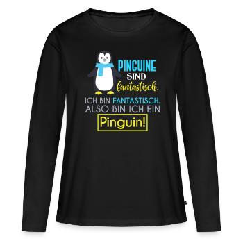 Pinguine Pinguine - Frauen Premium Bio Langarmshirt - Schwarz - Vorne - Julia (174cm)
