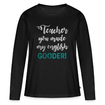 Professeur d'anglais langue étrangère - T-shirt manches longues Premium bio Femme - noir - Devant - Julia (174cm)