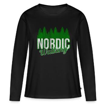 Marche nordique - T-shirt manches longues Premium bio Femme - noir - Devant - Julia (174cm)