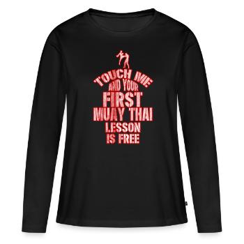 Muay Thai lessons - Women's Premium Organic Long Sleeve Shirt - black - Front - Julia (174cm)