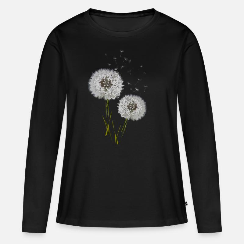 Pusteblume - Frauen Premium Bio Langarmshirt - Schwarz