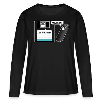 Diskette USB Stick Vater - Frauen Premium Bio Langarmshirt - Schwarz - Vorne - Julia (174cm)