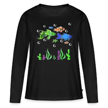 Créatures aquatiques - T-shirt manches longues Premium bio Femme - noir - Devant - Julia (174cm)