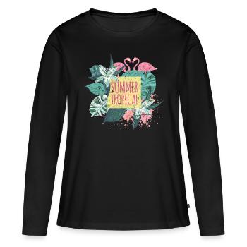 Le paradis de l’été - T-shirt manches longues Premium bio Femme - noir - Devant - Julia (174cm)