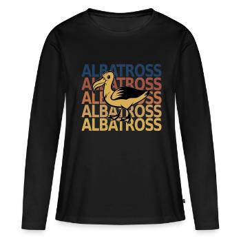 Albatross Seevogel Retro Vintage Schrift - Frauen Premium Bio Langarmshirt - Schwarz - Vorne - Julia (174cm)