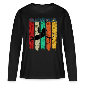 Cupidon de style rétro vintage | Cadeau Saint Valentin - T-shirt manches longues Premium bio Femme - noir - Devant - Julia (174cm)