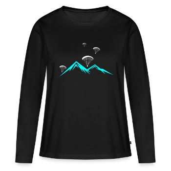 Vue parapente - T-shirt manches longues Premium bio Femme - noir - Devant - Julia (174cm)