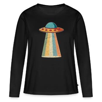 Alien spaceship - Women's Premium Organic Long Sleeve Shirt - black - Front - Julia (174cm)