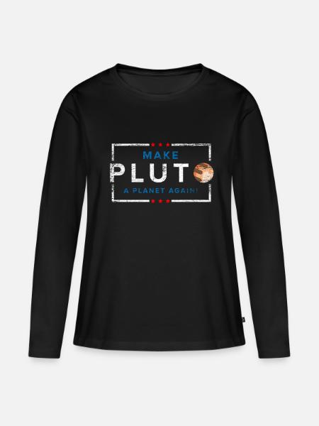 Planet Pluto - Frauen Premium Bio Langarmshirt - Schwarz