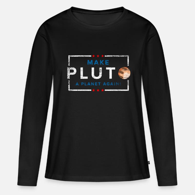 Planet Pluto - Frauen Premium Bio Langarmshirt - Schwarz