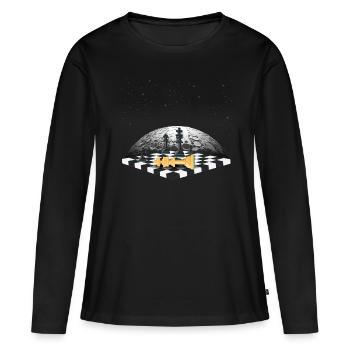 Échiquier - T-shirt manches longues Premium bio Femme - noir - Devant - Julia (174cm)