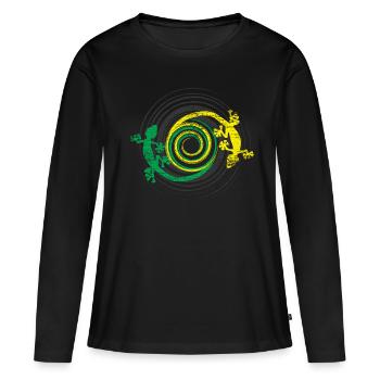 Gecko créatures - T-shirt manches longues Premium bio Femme - noir - Devant - Julia (174cm)