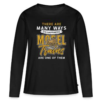 Joie de train miniature - T-shirt manches longues Premium bio Femme - noir - Devant - Julia (174cm)
