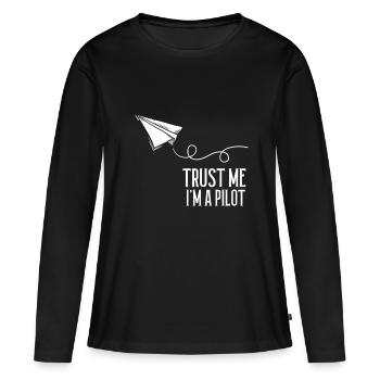 Pilot - Frauen Premium Bio Langarmshirt - Schwarz - Vorne - Julia (174cm)