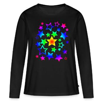 Bunter Sternenhimmel Hypnotisch Festival Geschenk - Frauen Premium Bio Langarmshirt - Schwarz - Vorne - Julia (174cm)