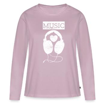 Casque musique musique coeur instrument pop rock cadeau - T-shirt manches longues Premium bio Femme - rose poudré - Devant - Julia (174cm)