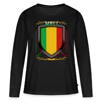 Blason malien République du Mali: idée cadeau Malier - T-shirt manches longues Premium bio Femme - noir - Devant - Julia (174cm)