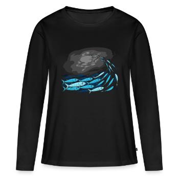 Poissons prédateurs - T-shirt manches longues Premium bio Femme - noir - Devant - Julia (174cm)