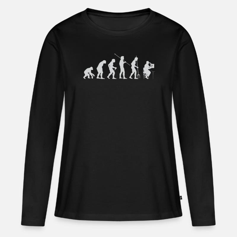 Wissenschaft Evolution - Frauen Premium Bio Langarmshirt - Schwarz