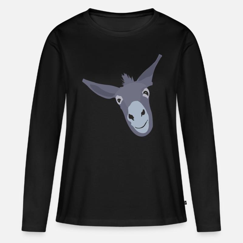 Esel Maulesel Muli - Frauen Premium Bio Langarmshirt - Schwarz