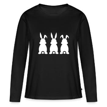 Oreilles de lapin - T-shirt manches longues Premium bio Femme - noir - Devant - Julia (174cm)