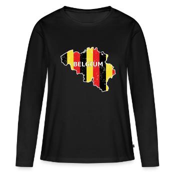 Belgique - T-shirt manches longues Premium bio Femme - noir - Devant - Julia (174cm)