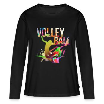 Cadeau de sport d'équipe de volleyball de plage de volleyball - T-shirt manches longues Premium bio Femme - noir - Devant - Julia (174cm)