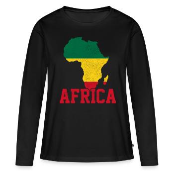 Afrique - T-shirt manches longues Premium bio Femme - noir - Devant - Julia (174cm)