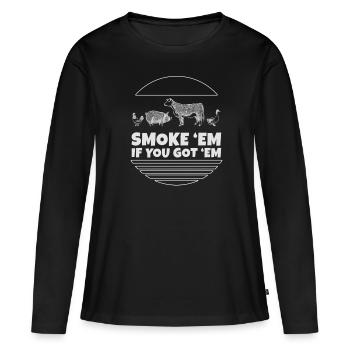BBQ Fleisch Fleischesser - Frauen Premium Bio Langarmshirt - Schwarz - Vorne - Julia (174cm)