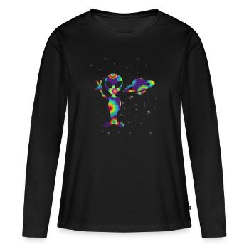 étranger - T-shirt manches longues Premium bio Femme - noir - Devant - Julia (174cm)