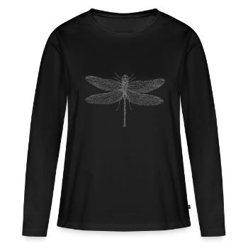 Libellen - Frauen Premium Bio Langarmshirt - Schwarz - Vorne - Julia (174cm)